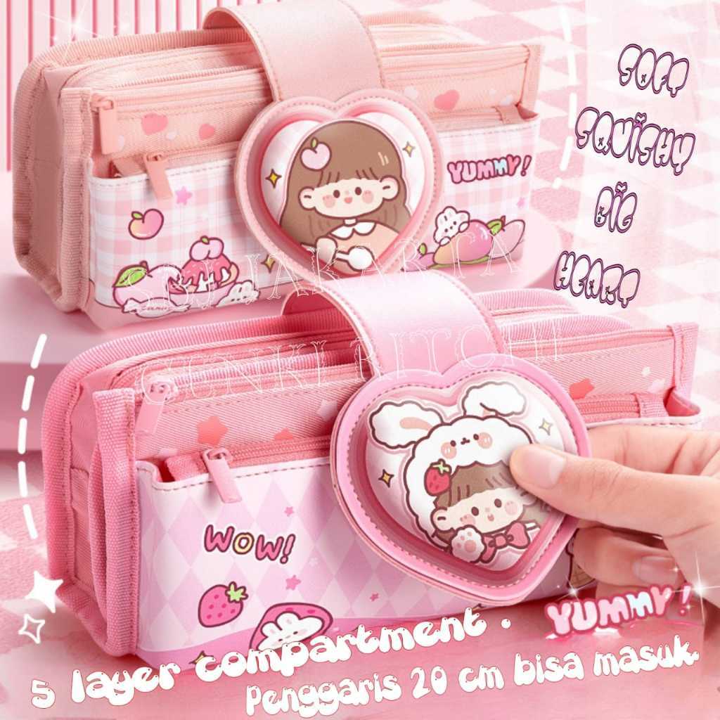 

kotak pensil lucu pink - Kotak pensil tempat pensil KBX Candy heart Kapasitas besar Kualitas premium