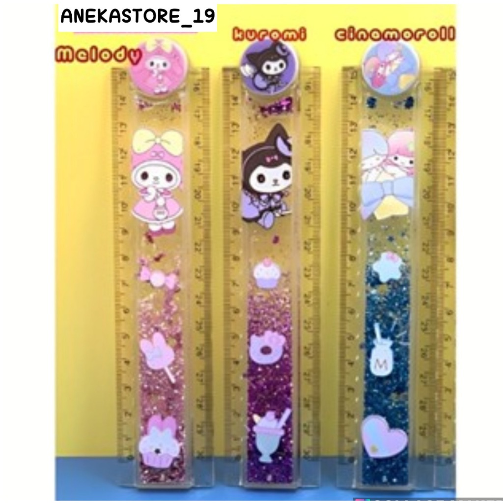 

[ANEKA] Penggaris LIPAT Air Gliter Untuk Anak Sekolah Kepala Boneka Karakter Cartoon KUROMI/RULER MELODY/KARET PENGGARIS CINNAMOROLL