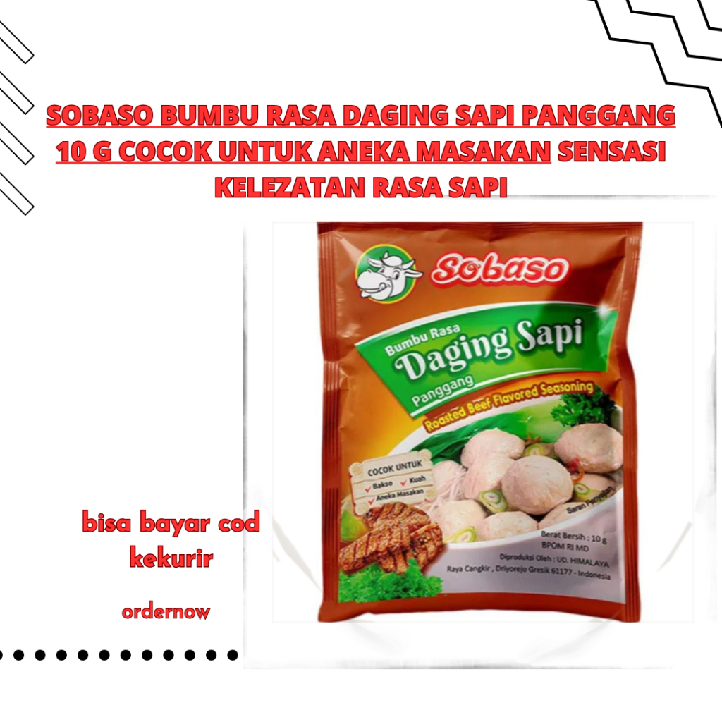 

Sobaso Bumbu Rasa Daging Sapi Panggang 10 g cocok untuk aneka masakan sensasi kelezatan rasa sapi