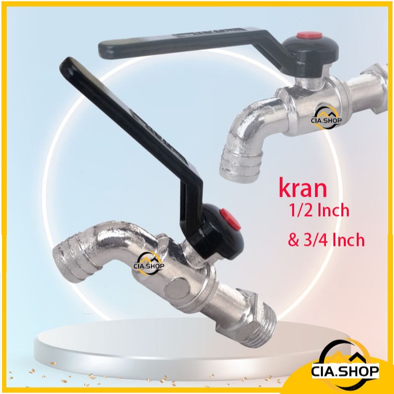 Keran Kran Air Gagang Hitam / Kran Air Bola 2 Arah 1/2 Inch& 3/4 Inch