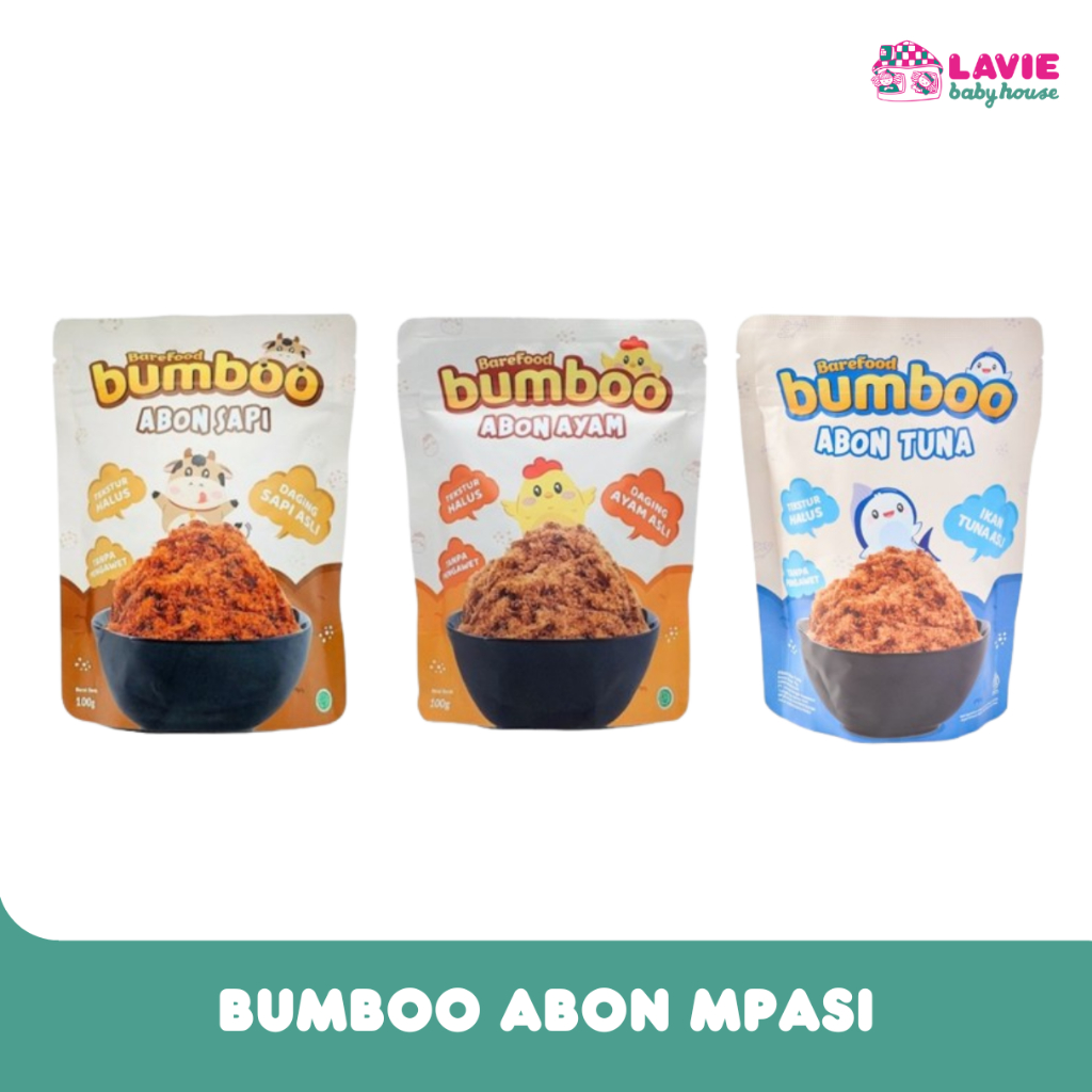 

BAREFOOD BUMBOO Abon Sapi Ayam 90gr Tuna 75gr / Abon Cemilan MPASI Anak & Dewasa