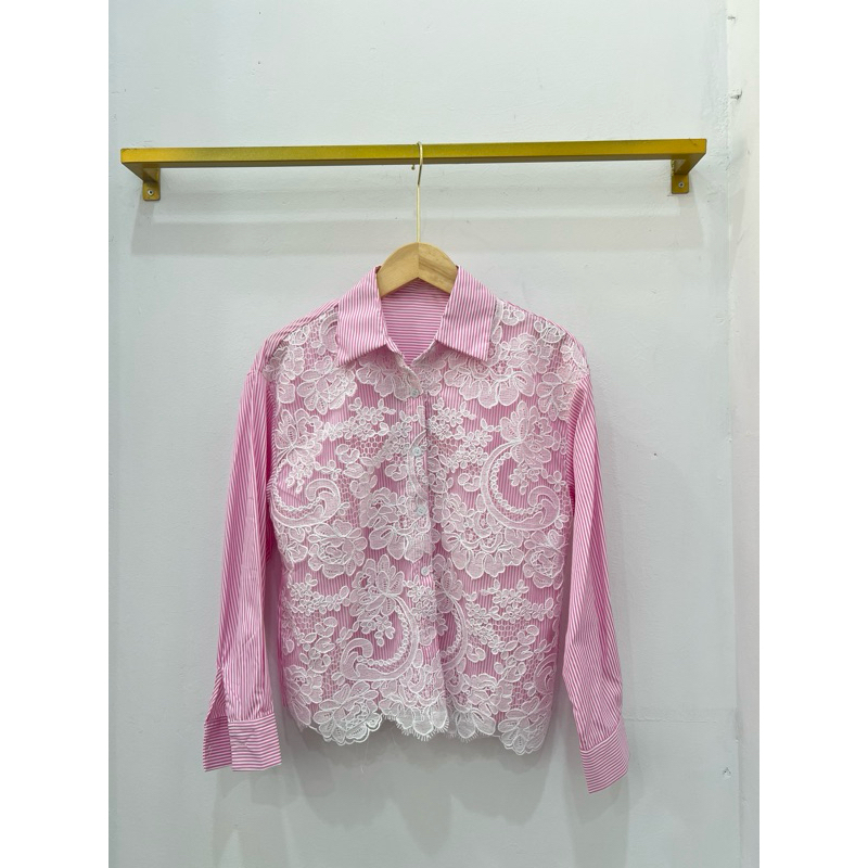 kemeja brokat putih import bangkok