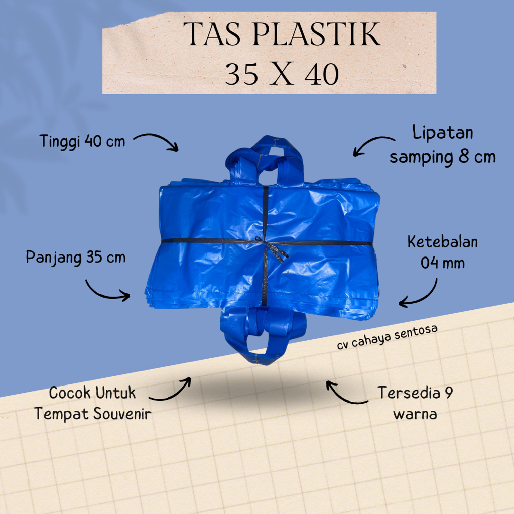 

[100 pcs] Kantong Plastik Softhandle - Shopping Bag Polos Uk 35x40