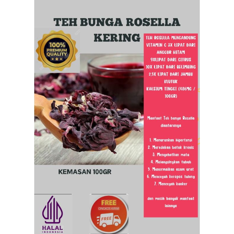 

TEH BUNGA ROSELLA KERING 100GR / TEH BUNGA ROSELA MERAH / BUNGA ROSELLA UNGU