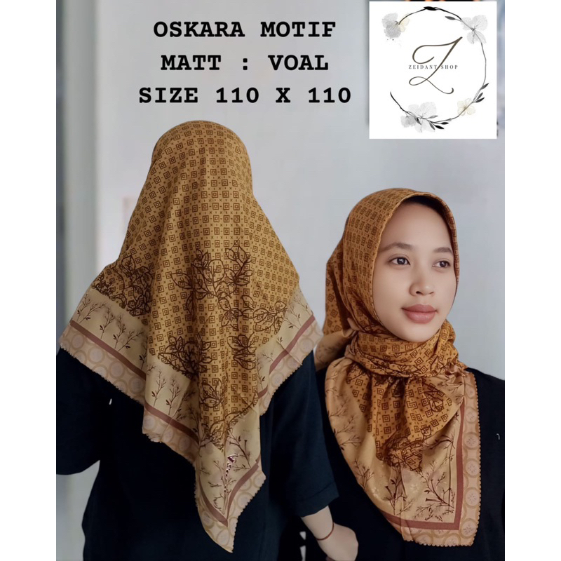AZARA.Kerudung segi empat Oskara motif /hijab segi empat oskara motif