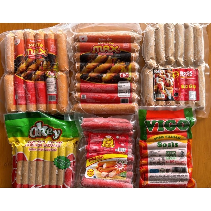 

All Varian Sosis (Mister Max jumbo, mister max mini, Vigo , muantap, boss, okey)