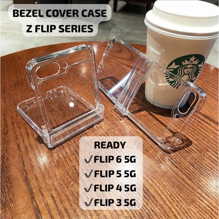 Bezel Cover Transprant Hard Case Samsung Galaxy Z Flip 6 Flip 5 Flip 4 Z Flip 3 5G With Mid Cover An