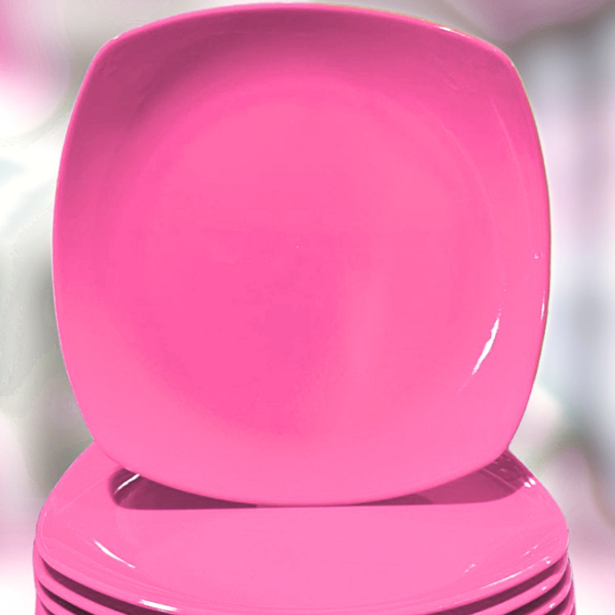 Promo 12 Pcs Piring Melamin Jumbo 25Cm Semi Melamin Segi Semi Melamine Prasmanan