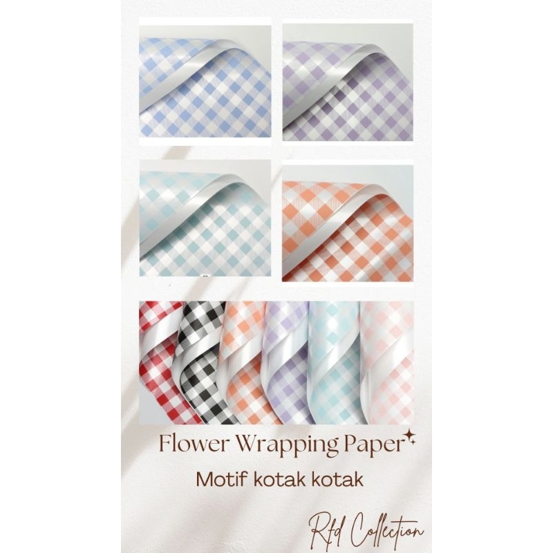 

[ ECER] Kertas Buket Motif Kotak Cellophane Flower Wrapping Paper