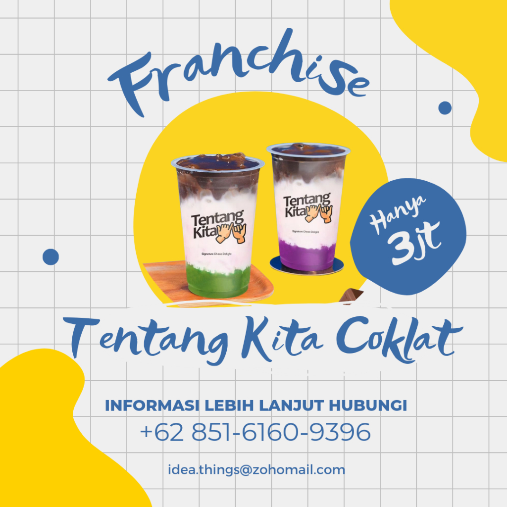 

[PROMO] Paket Franchise Minuman Cokelat Kekinian Tentang Kita - Modal Terjangkau, Keuntungan Berlipat! COKLAT TENTANGKITA