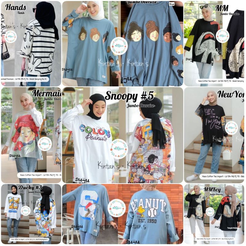 Kaos lengan panjang wanita jumbo oversize ld 120 ld 140 XXXL XXXXXL kaos adem tebal ori sablon plast