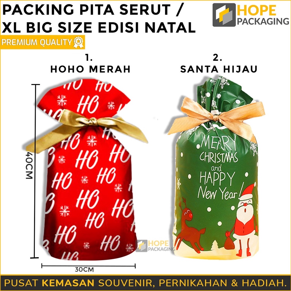 

PANAS Packing Pita Serut Edisi Natal Big Size Plastik Serut Pita Merry Christmas untuk toples 5 gr Plastik Pita Serut Hampers Natal Kantong Plastik Kue Cookies Toples
