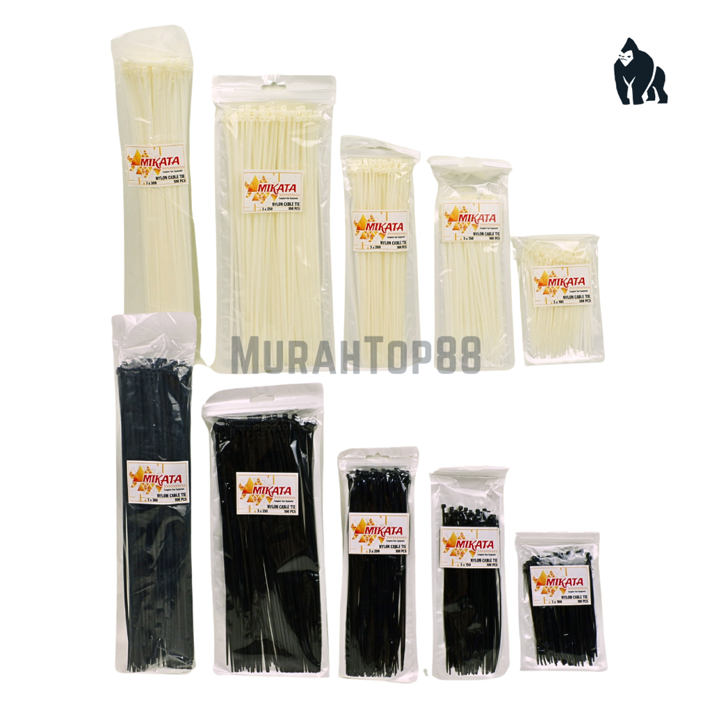 

Cable Ties / Kabel Tis / Tali Nylon Pengikat Mikata 10cm 15cm 20cm 25cm 30cm Hitam dan Putih