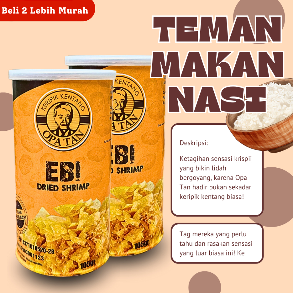 

Keripik Kentang Opa Tan Original, Ebi, dan Ebi Pedas Teman Makan Nasi dari Indonesia 2 x 105gr