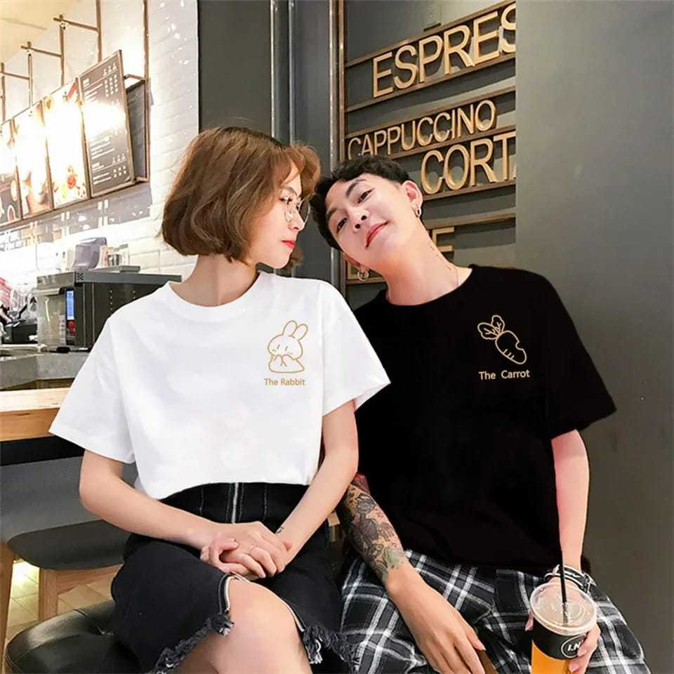 COD-BAJU COUPLE KAOS LENGAN PENDEK-CARROT-KAOS PASANGAN MOTIF SABLON LUCU-BAJU COUPLE VIRAL-COUPLE M
