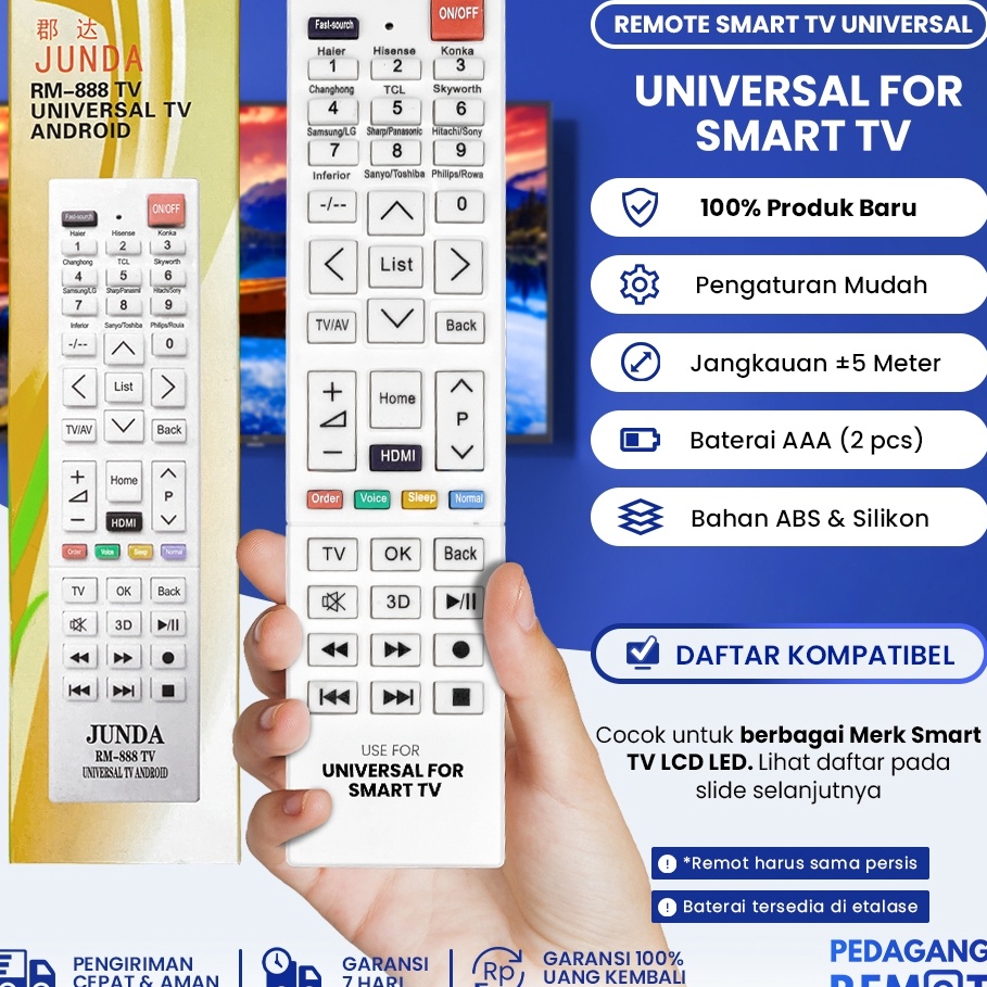 NEW PROMO Remot Remote TV Smart TV LCD LED Universal Hisense Polytron Mito Changhong Coocaa Xiaomi D