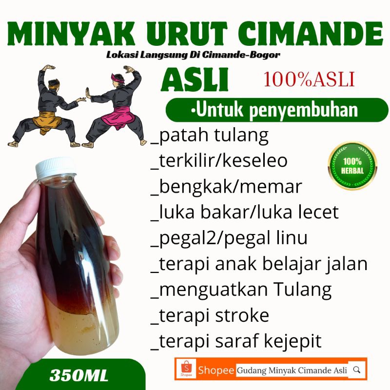 Minyak Cimande Asli Talang Bogor 350ml,Minyak Urut/Pijat Patah Tulang Asli Cimande Talang Bogor