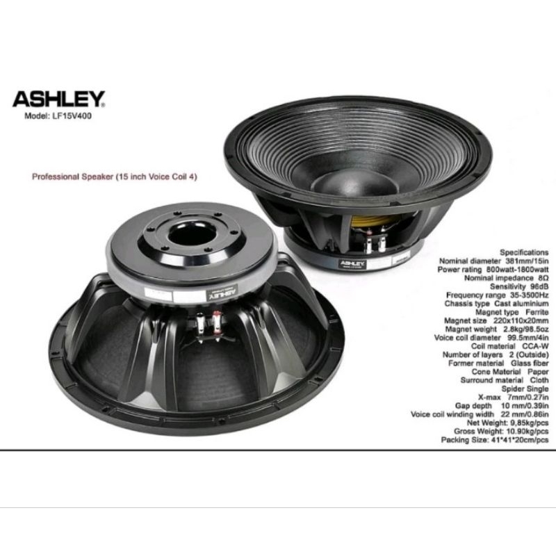spiker ashley 15 v 400 speaker ashley 15v400 voice coil 4 inch ashley 15 v400