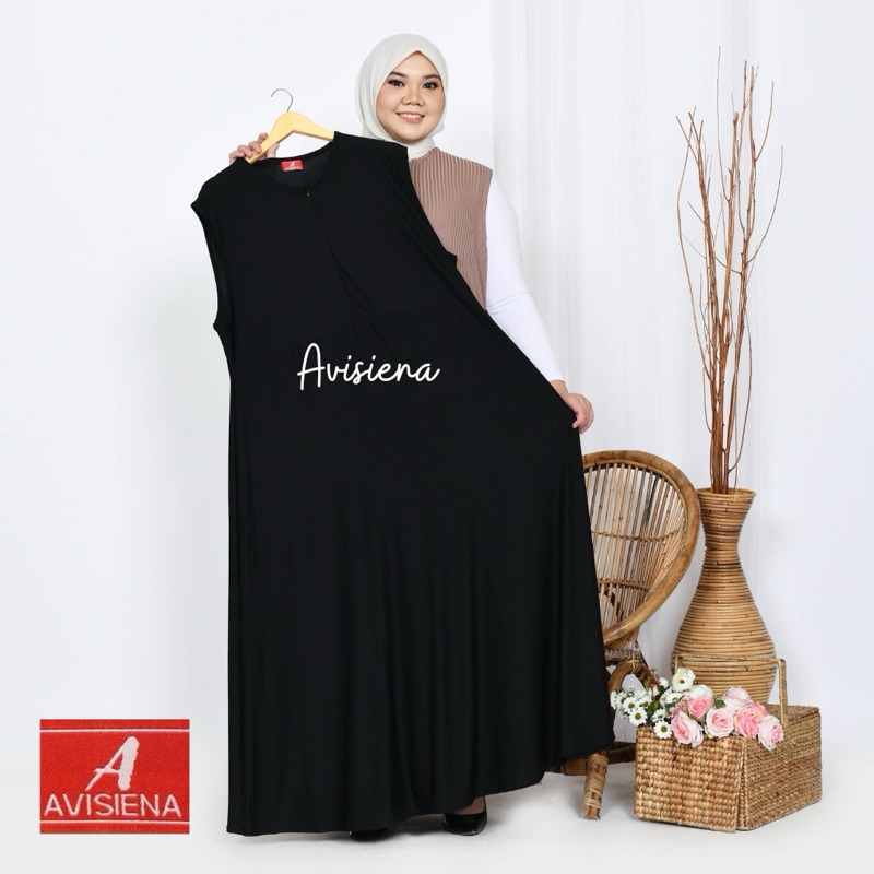 AVISIENA - INNER DRESS HITAM JERSEY PREMIUM TANPA LENGAN | DALAMAN GAMIS KUTUNG | INNER DRESS JERSEY