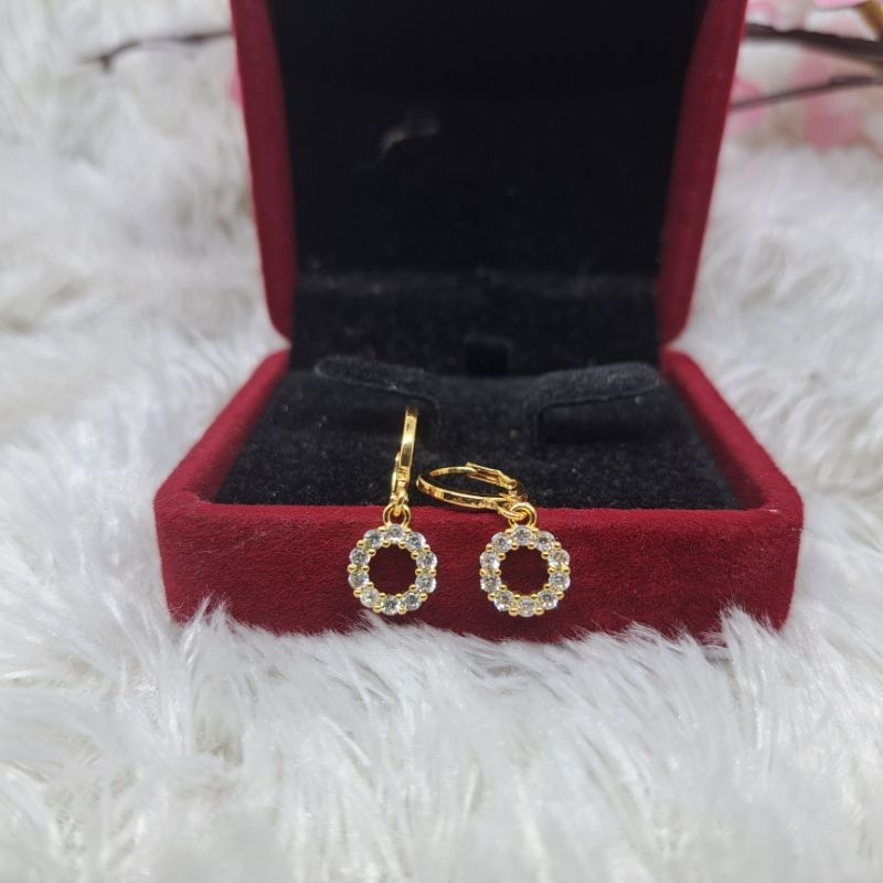 Anting jepit Remaja bulat Yaxiya lapis emas
