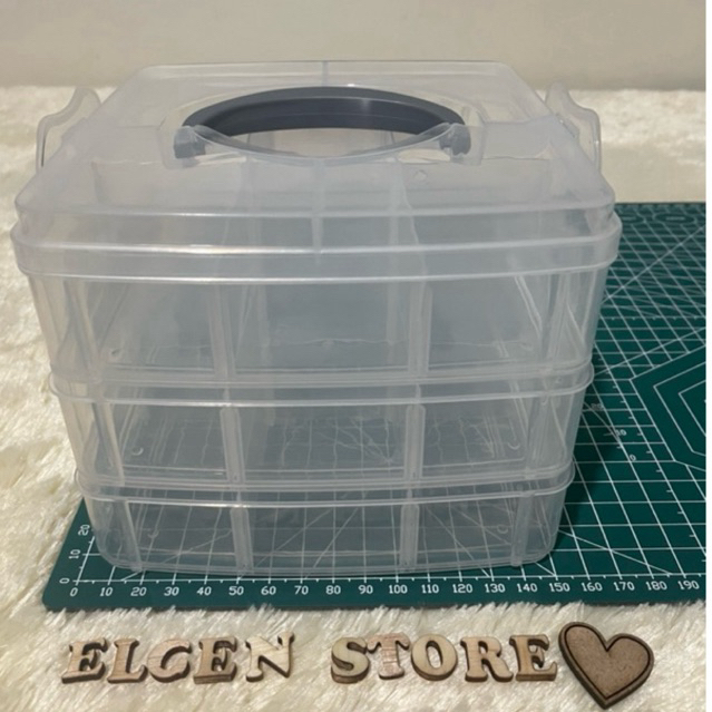 Kotak Tempat Penyimpanan Petak 3 Tingkat / kotak obat P3K / kotak perkakas susun 3 / kotak aksesoris