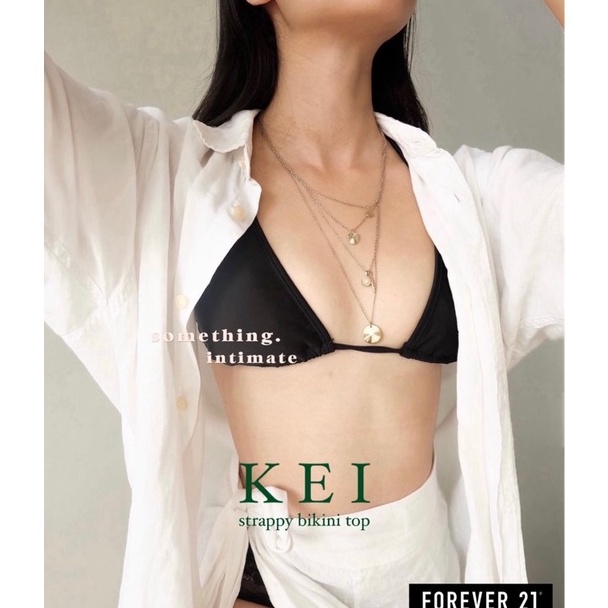 Pusat Grosir  FOREVER 21 KEI Strappy Back Bikini Top  Padded Bralette  FOREVER21 Black Triangle Biki