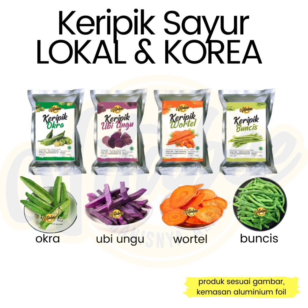 KILAT Vitabee Keripik Kripik Sayur Lokal dan Korea  Wortel Okra Labu Buncis Jamur Oleh2 Khas Malang