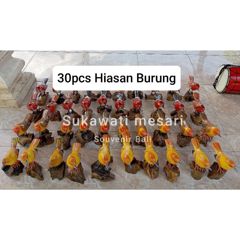 30pcs Hiasan Burung Pipit Dekorasi Rumah Kayu Khas Bali