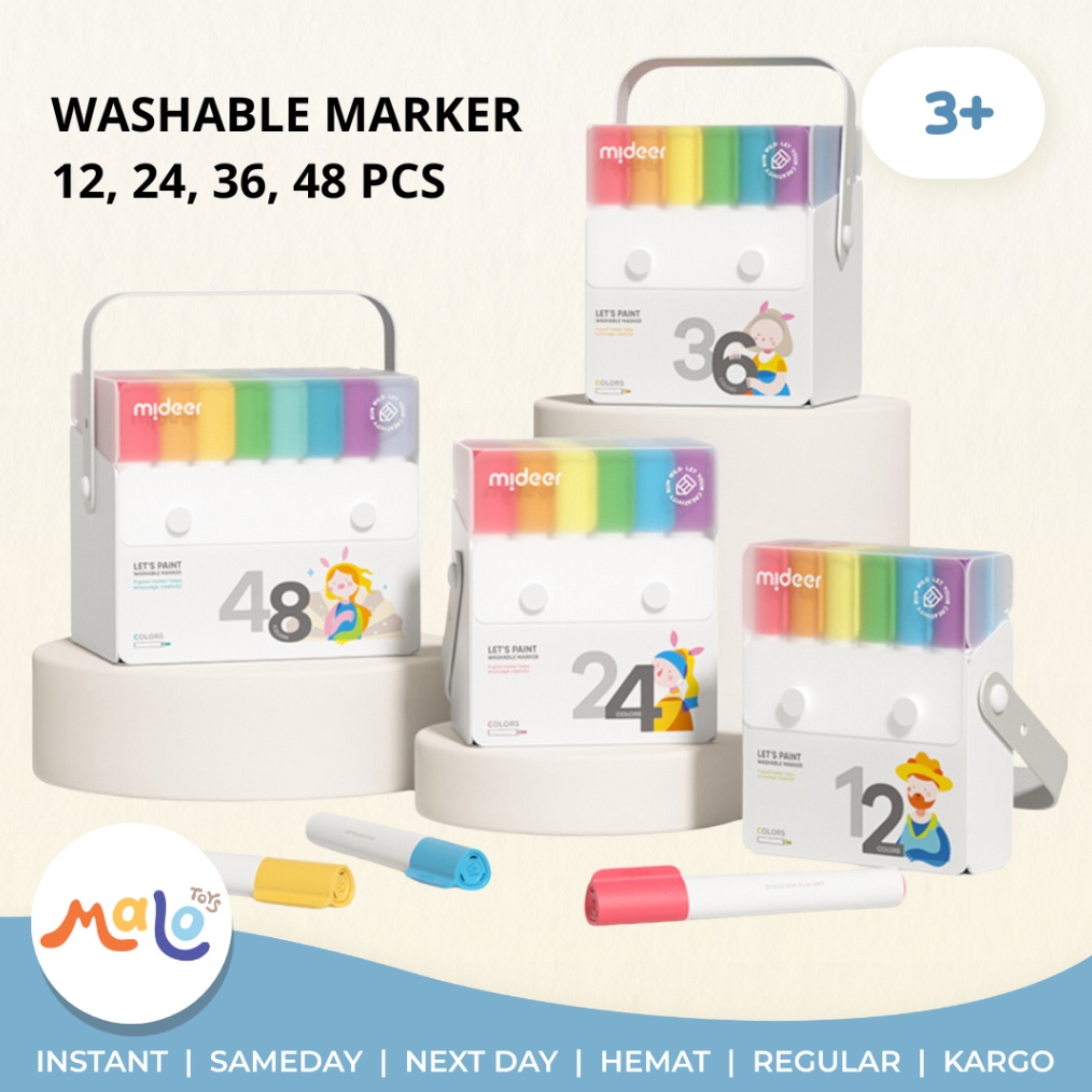 

BERKUALITAS MALOTOYS Mideer Washable Marker Spidol 12 24 36 48 Warna 12 24 36 48 pcs Color Colors Nontoxic Colour Mewarnai Menggambar Mainan Prakarya Malo Toys