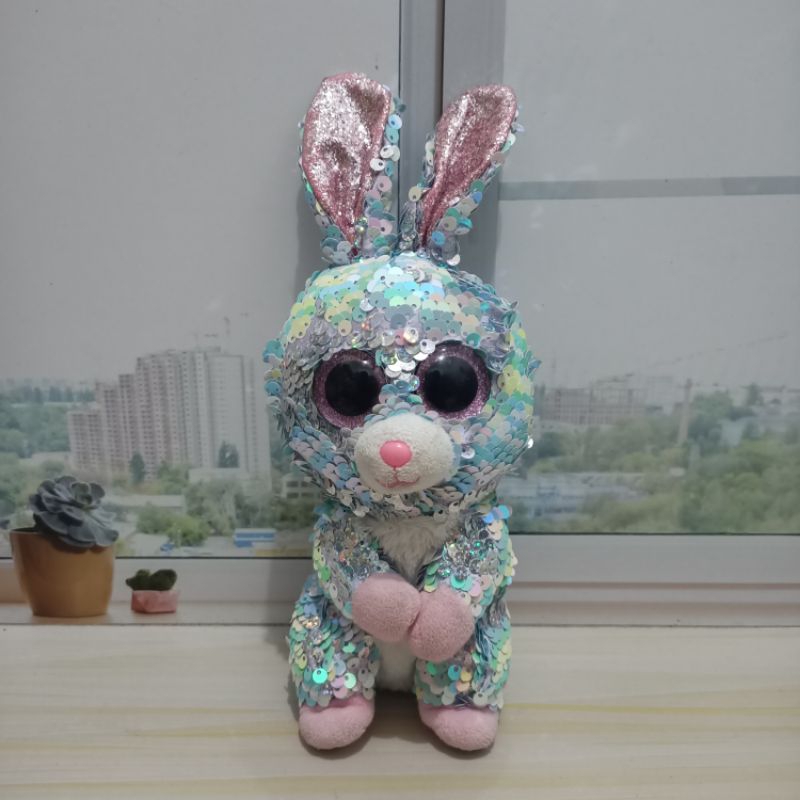 Boneka Mabel Kelinci TY Flippables Collection Sequins  Raindrop Original
