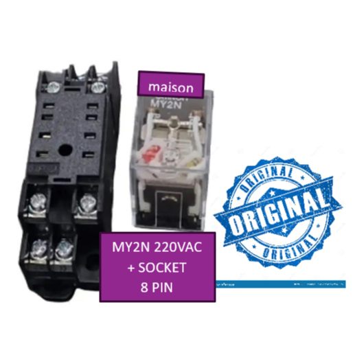 Set Relay MY2N 220VAC + Socket - 8 pin / Relay MY2 220V / MY2N 220V