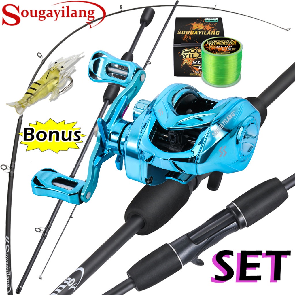 Sougayilang Joran Pancing Full Set 1.8M 5-10LB 7.2:1 Joran BC Set Reel BC Joran UL Carbon Pancingan 