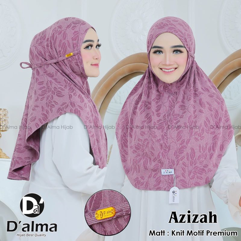 Azizah d'alma jilbab instan bergo tali belakang Maryam knit motif premium