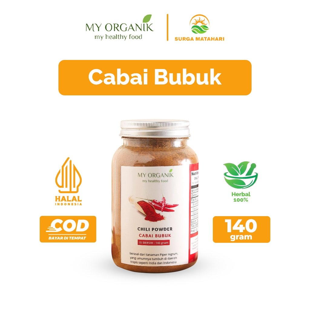 

My Organik Cabai Bubuk Halus Chilli Powder Cabe Murni Asli 100% Tanpa Campuran