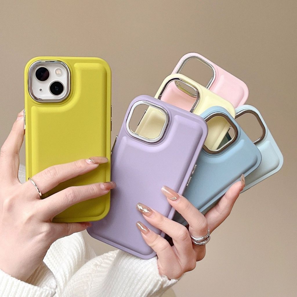 Lapisan Kain - Case Macaroon Silver Plating Candy Colorful Puffer Shockproof Airbag For Iphone 17 17