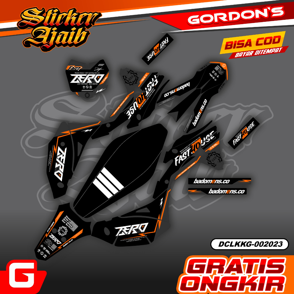 Decal Stiker Klx Gordon Full Body Sticker Custom Klx Gordon Superglossy Motif Supermoto Trail Grafis