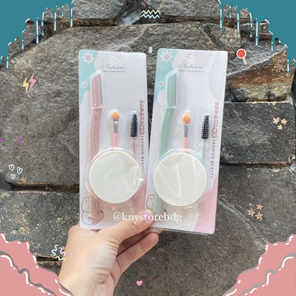 NALAMEI SET MAKE UP ISI 4 WITH SPONS/PISAU ALIS RANDOM