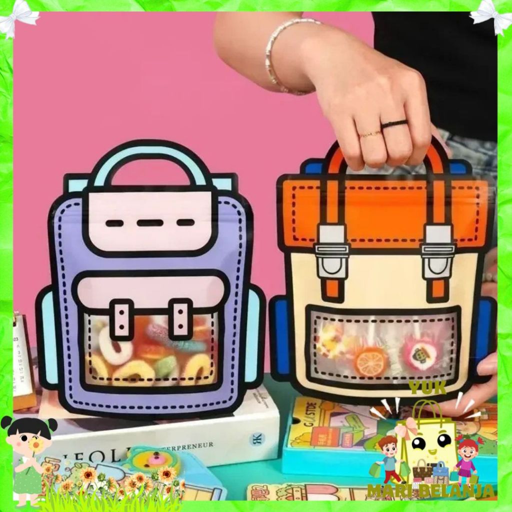 

YMB - Goodie Bag Plastik Standing Pouch 2D Ulang Tahun Anak Motif Tas Ransel Plastik Bingkisan Makanan Tas Hampers Snack Ulang Tahun Anak Bungkusan Plastik Cookies Lucu Pesta Perayaan