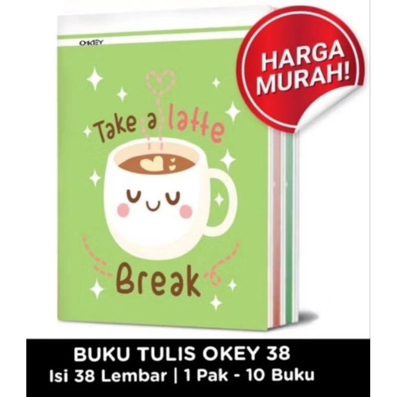 

BUKU TULIS OKEY COVER BERMOTIF 1 PACK ISI 10 BUKU @38 LEMBAR