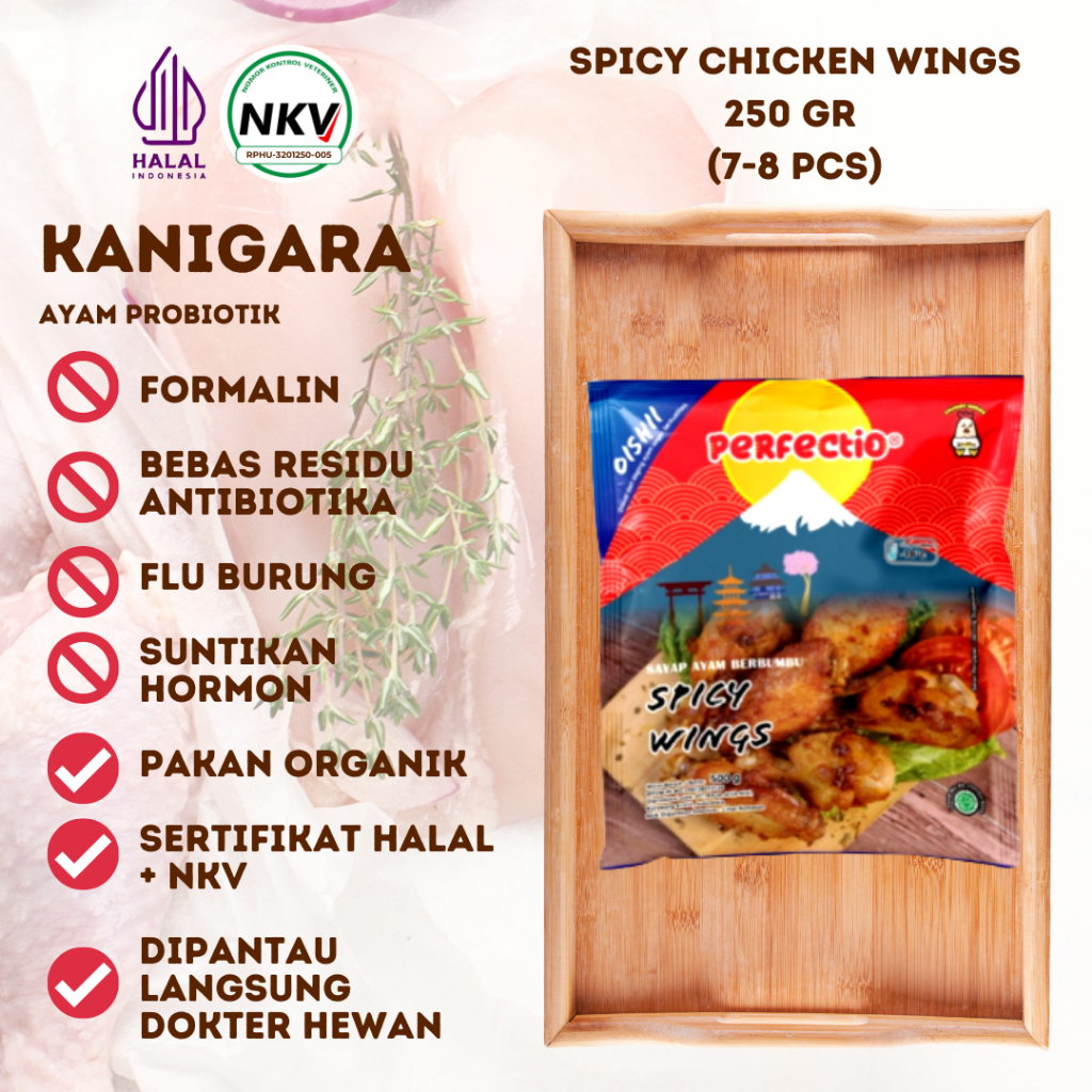 

SPICY CHICKEN WINGS PERFECTIO HALAL 250 GR 7 POTONG