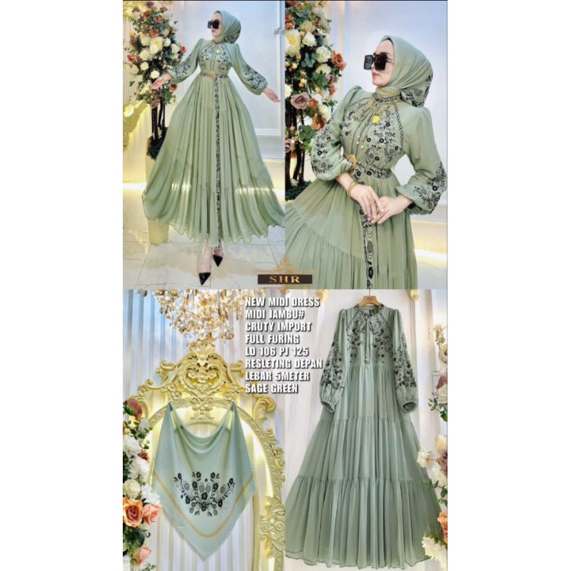 DRESS MIDI JAMBU SHR ORI PREMIUM MEWAH