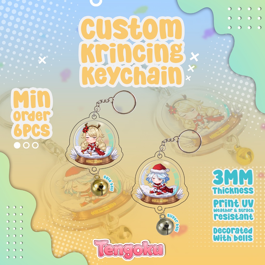 Keychain Epoxy Krincing Akrilik Custom | Keychain Epoxy Bell Akrilik Custom