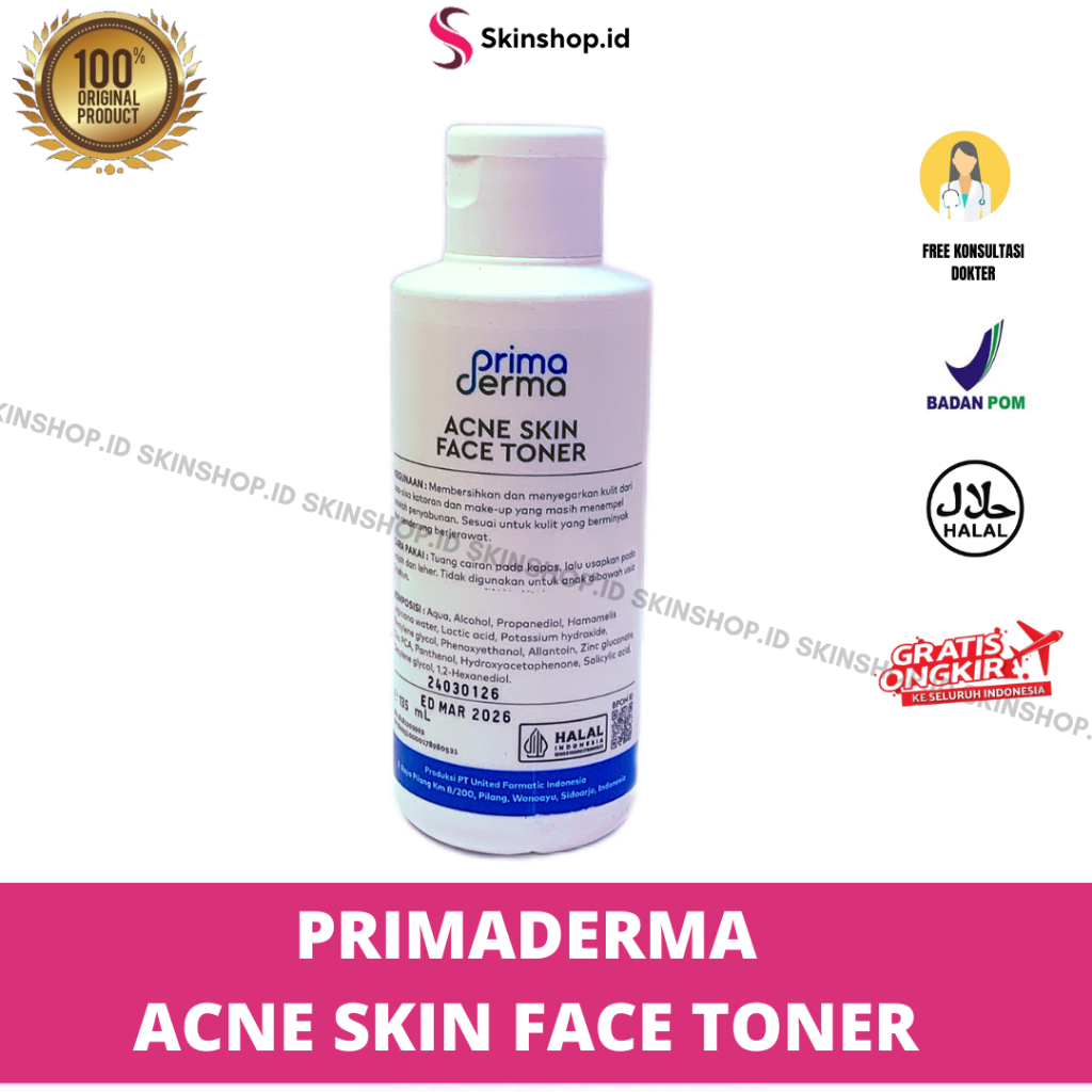 Primaderma Acne Skin Face TONER 135ml  Original / Penyegar Wajah Berjerawat BPOM Aman