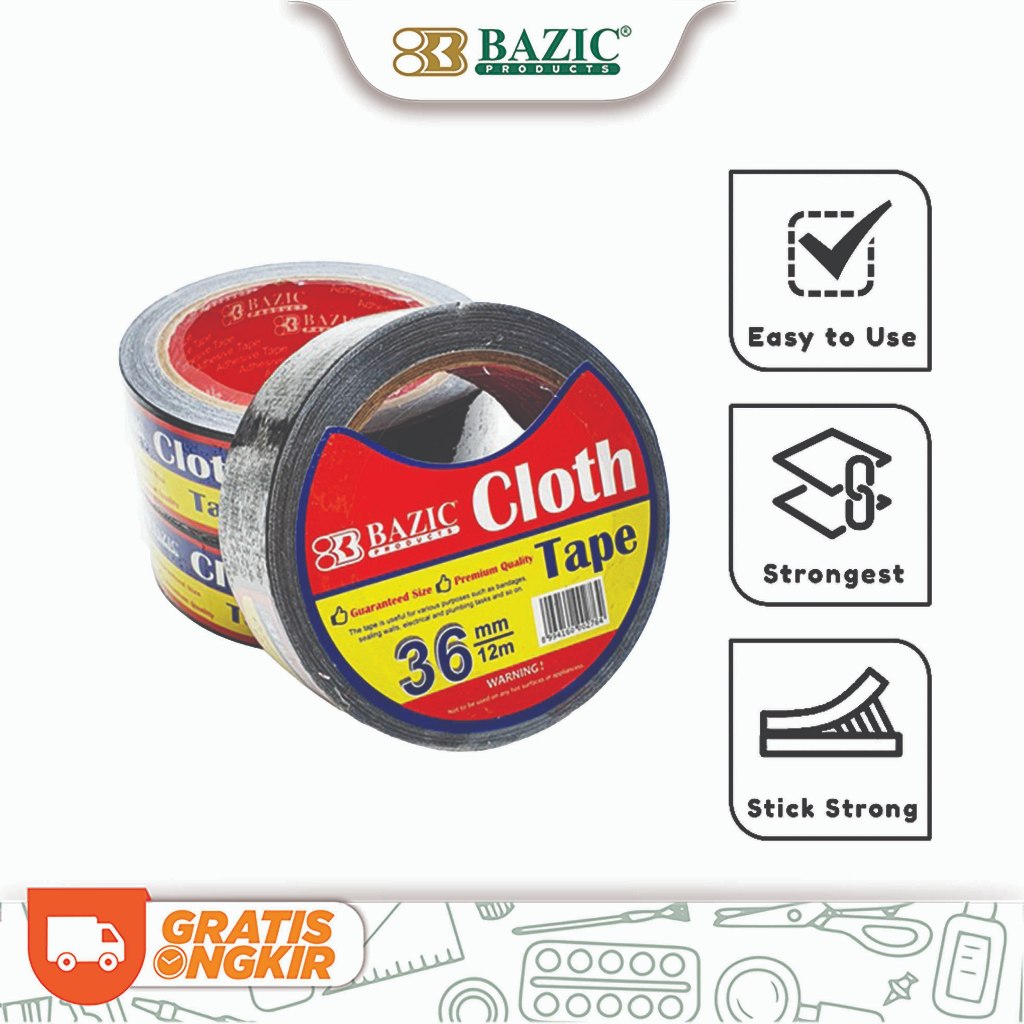 

Bazic Cloth Tape Hot Melt 36mm x 8m Black