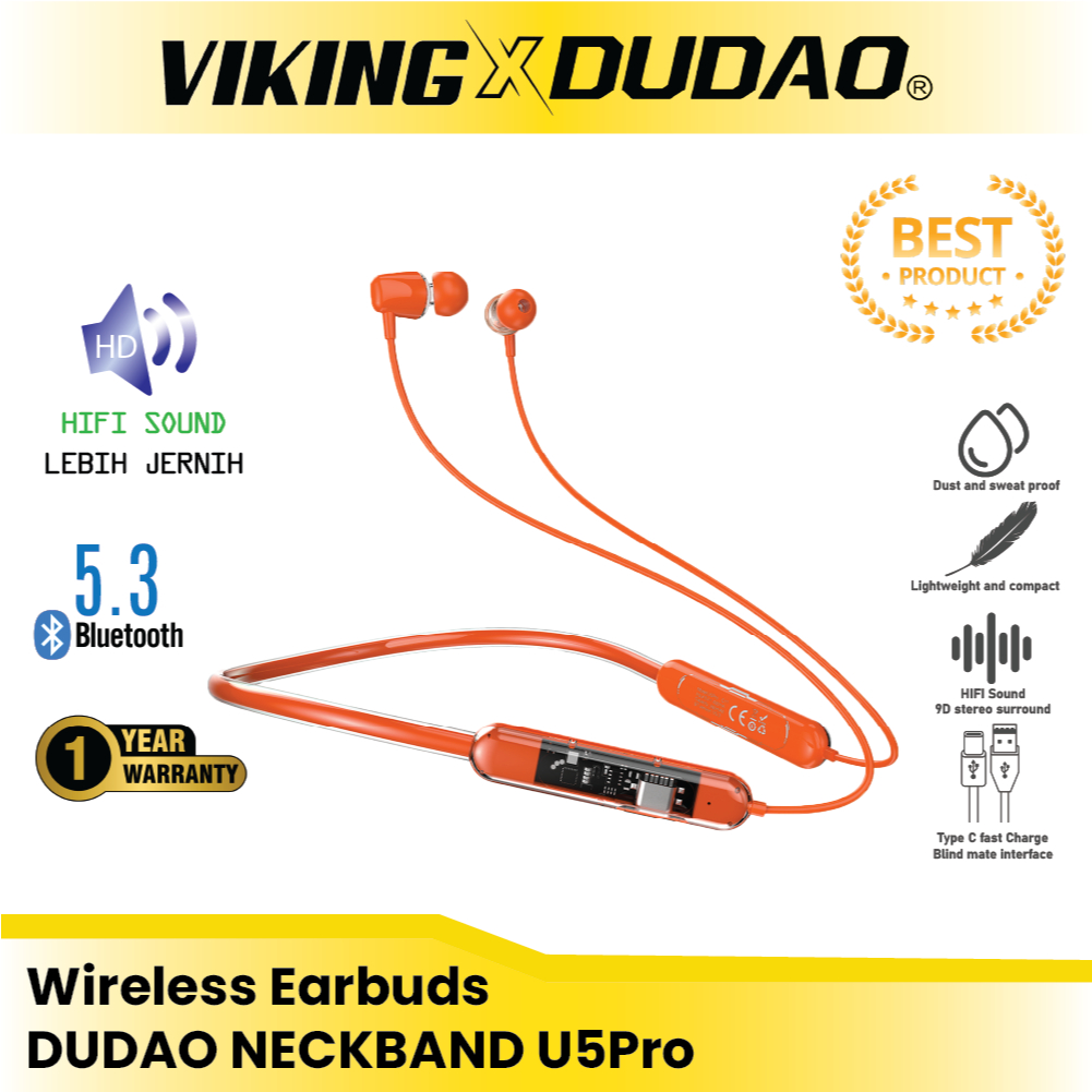 VIKING x DUDAO Wireless Earphone U5PRO Neckband Earphone Type-C