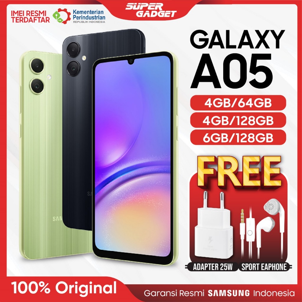 Samsung Galaxy A05 4/64 4/128 6/128 RAM 4GB 6GB 128GB HP Smartphone Android