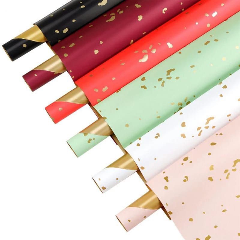 

[20 Lembar] Kertas Buket Bunga Motif Corak Emas / Flower Wrapping / Kertas Cellophane