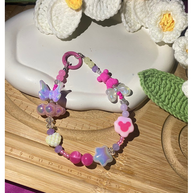 butterfly phone strap/ strap luxury/ beads luxury