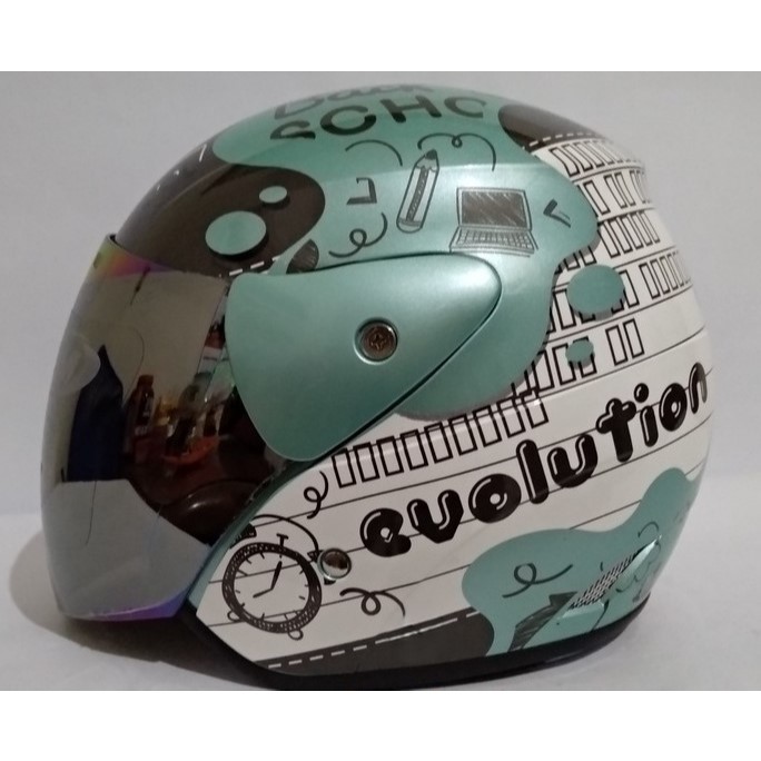 HELM / HELM GM / HELM WANITA / HELM WANITA GM EVOLUTION NOTE BLACK GREEN TERMURAH