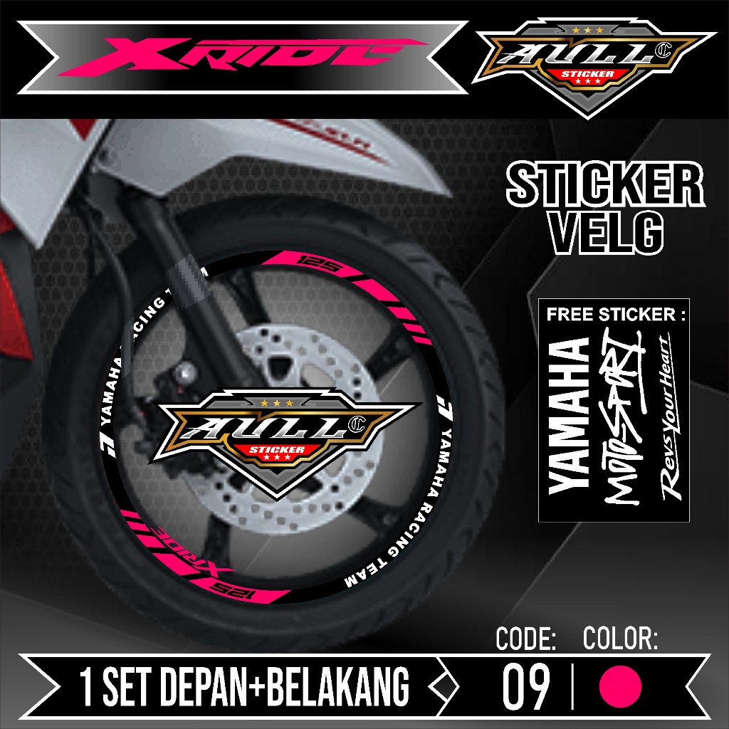 Stiker Velg XRIDE Cutting Velk Motor Yamaha XRIDE List Sticker Velk Ban Variasi Lengkap Set Depan Be